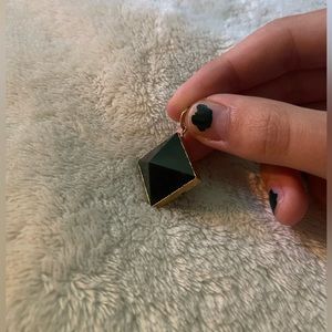 Bloodstone dark green crystal prism pendant